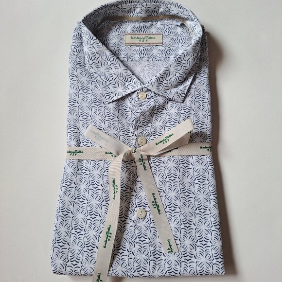 NEW Tintoria Mattei Button down Linen Cotton Slim Dress Shirt Size 43 - Picture 1 of 16